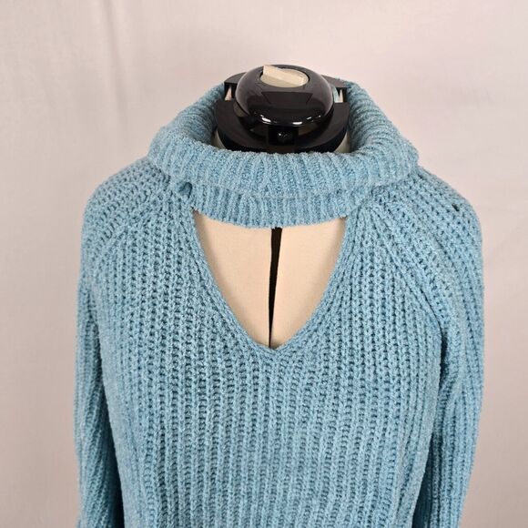 Lane Bryant Sweater Women's 18 / 20 Blue Key Hole V-Neck Turtleneck Long Sleeve - Picture 2 of 16
